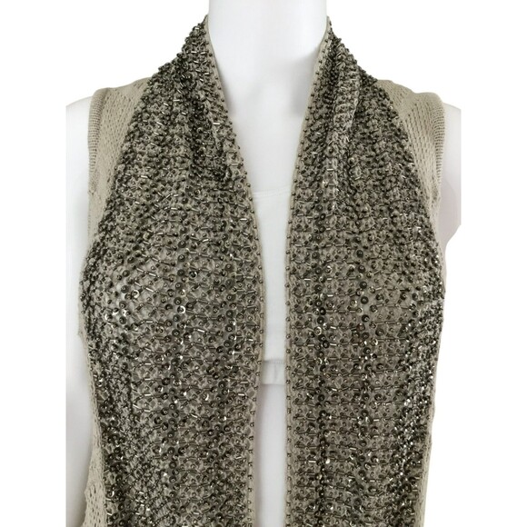 Alice + Olivia BOHO Artsy Vest sz S Sequin Beaded Asymmetric Glam Chic Layering - Picture 4 of 15